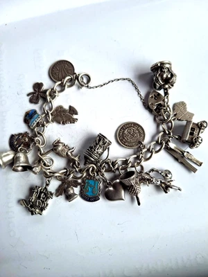 BRACCIALE  ARGENTO 925 ANNI '50 CHARMS  CON CERT. AUTENTICITA' - Immagine 1 di 4