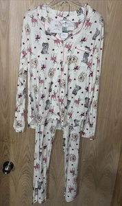 Karen Neuburger Pajama Set Yorkie Puppy Chihuahua Soft Fleece Top Pant - Picture 1 of 5