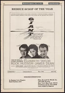 GIGANTE__Original 1982 Impresión comercial ANUNCIO/póster__James Dean__Elizabeth Taylor___1956 - Imagen 1 de 1