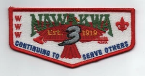 Nawakwa OA Lodge 3 Flap S-18?, 100th Anniv. 2019 Flap, Red Brd. - Picture 1 of 1