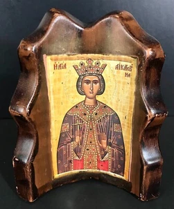 STORK of CYPRUS Ceramic Saint Catherine Icon Greek Orthodox Religious Faith - Picture 1 of 4