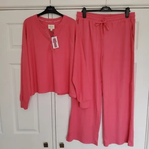 NEXT Womens Cerise Pink Soft Thin Waffle Pyjamas SIZE LARGE 16 - 18 New - Picture 1 of 6