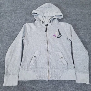 Volcom Womens Full Zip Sweatshirt Hoodie Coat Jacket Medium Gray Striped - Picture 1 of 12