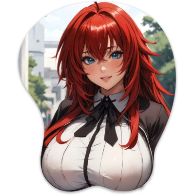 3D Mousepad Oppai Mouse pad with Wrist Rest Pain Relief Anime Manga pad Rias - Image 1 of 4