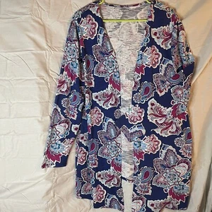 NWT Chico’s Long Sleeve Outline Floral Open Front Cardigan Sweater Sz 3 (XL) - Picture 1 of 4