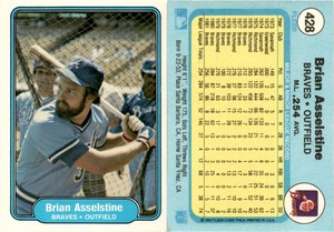 Brian Asselstine 1982 Fleer Baseball Card 428  Atlanta Braves