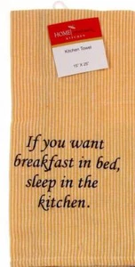 Si quieres desayuno en la cama dormir en toallas de cocina 15x25 lote 4 rayas amarillas - Imagen 1 de 1