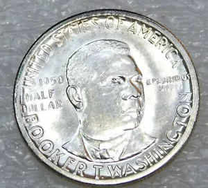 1950-S Booker T Washington Half Dollar Stempelglanz Frosty White Luster in Saflip #J997 - Bild 1 von 2
