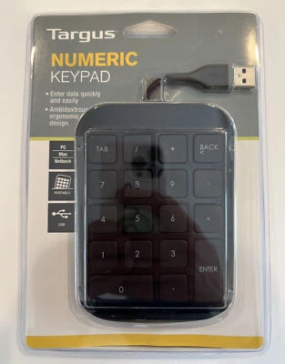 NEW Targus Numeric Keypad (AXP10US) with 3 Feet Foot USB Cord. Black - Image 1 of 4