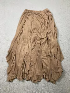 Anne Giorgio Skirt Womens Large Brown Poly Suede Ruffle Western Prairie Gypsy - Picture 1 of 8