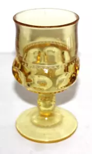 Indiana Colony Glass Kings Crown Thumbprint Topaz Yellow Footed Water Goblet MCM - Picture 1 of 6