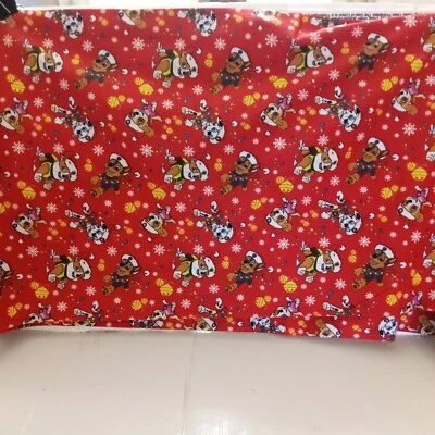 Cotton fabric Christmas Paw Patrol Santa Hats on Red 3 yards David Textiles NEW - Image 1 of 4