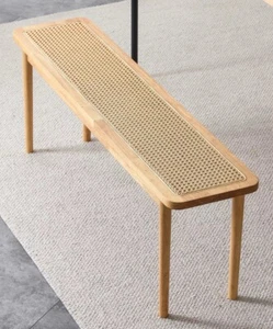 Solid Natural Walnut Rattan Woven & Wood Bench,Shoe Stool,plant Stand, NEW!!! - Picture 1 of 19