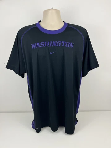 Nike Team Washington Huskies Black T Shirt Men Size XL Polyester Embroidered EUC Cover