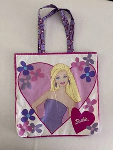 Barbie Tote Bag Vtg Handmade Cotton Lined Pocket Pink Purple Gift For Girl - Picture 1 of 7