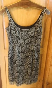 Tahari Brown and gold lace sleeveles dress sz 6 new and vintage - Picture 1 of 8