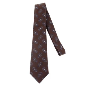 Kiton NWOT 100% Silk Tie in Brown with Blue/Cream Paisley Pattern - Picture 1 of 8