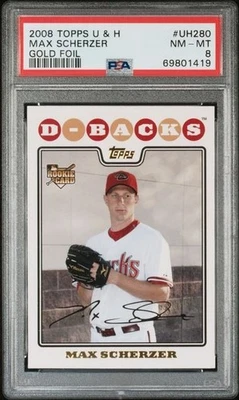 2008 Topps Update Max Scherzer #UH280 Rookie Gold Foil Graded PSA 8 NM-MT - Image 1 of 2
