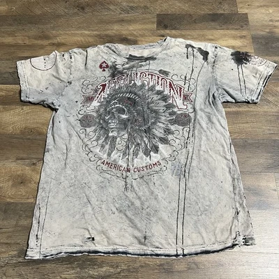Camisa Affliction Para Hombres XL Tie Dye Calaveras Camiseta Camiseta American Customs Foto 1 de 4
