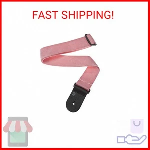 D'Addario Polypropylene Guitar Strap - Pink, Adjustable, Leather Ends - Guitar A - Picture 1 of 2