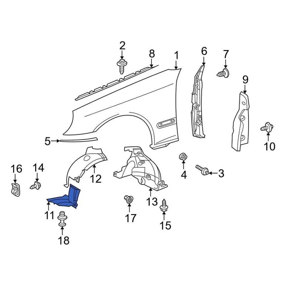 For Mercedes-Benz C350 06-07 Mercedes-Benz Front Left Fender Liner Extension Foto 1 de 1