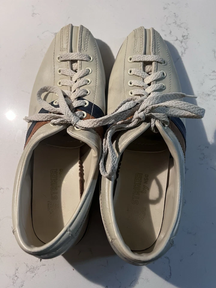 Zapatos de boliche Striker NSG vintage crema con rayas marrones y negras  Foto 1 de 4