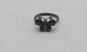 Garnet Butterfly Ring Sterling, Size 6 - Picture 1 of 4