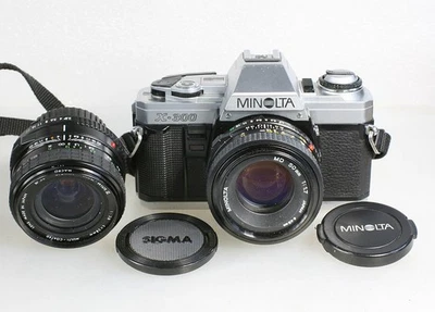 Minolta X-300 35mm Film SLR, Minolta  50mm and Sigma 28mm Lenses, Excellent - Image 1 of 4