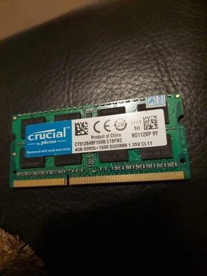 Crucial 8GB DDR3L 1600MHz 204-Pin Sodimm memory LAPTOP RAM PC3L-12800 LOT DDR3L - Image 1 of 4