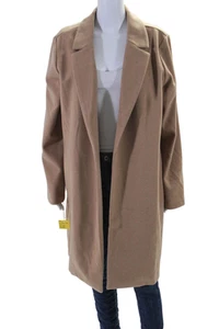 Renuar Womens Solid Tan Open Front Long Sleeve Coat Jacket Size S - Picture 1 of 6