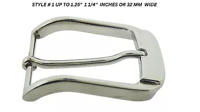 Pin Belt Buckles for Men's Fits 1.25″ inch 32 mm Jeans Belt Single Prong Silver - Image 1 of 4