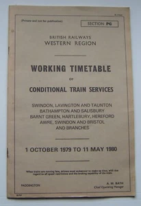 British Railways Western Region Working Timetable October 1979/May 1990 - Picture 1 of 3