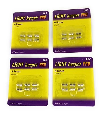 Light Keeper Pro 3 Amp Fuses 4 Packs of 6 Fuses (24 Fuses Total) - Image 1 of 3