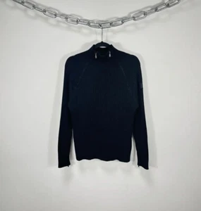Vintage Belstaff Herren schwarz Avantgarde Reißverschluss eng Strick Wolle Pullover - Bild 1 von 16