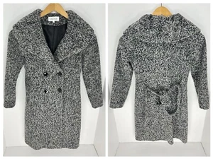 Cappotto Calvin Klein Pea taglia 6 nero bianco doppiopetto lungo giacca invernale - Foto 1 di 13