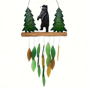 MAJESTIC BEAR WIND CHIME - METAL AND GLASS WIND CHIME - Picture 1 of 1