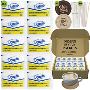 Pacchetti Zucchero Domino - 304 ct in Elegante Scatola TRIONI con Agitatori e Sottobicchiere - Foto 1 di 4