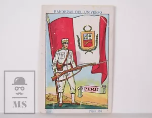 1920's Trading Card - Flag & Soldier. 64, Peru - Spanish Chocolate Adv. - Imagen 1 de 2