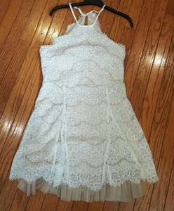 Trixxi A-Linie Fit & Flare Kleid Damen XL weiß Spitze eckiger Ausschnitt Reißverschluss Träger - Bild 1 von 4