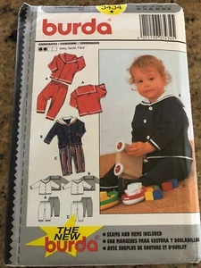 🌹 BURDA #3434 - CHILD'S SAILOR SHIRT or TOP AND PULL ON PANTS PATTERN 6M-3YR FF - Picture 1 of 2