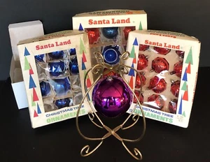 26 Santa Land Glass Christmas Ornaments 1-3/4” 2” 2-3/8” 3-5/8” Vintage - Picture 1 of 17
