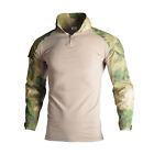 Men's Combat Shirt Long Sleeve Army Military Tactical Camouflage Casual T-Shirt