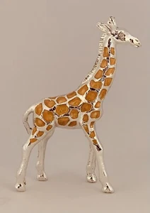 Giraffenfigur - versilbertes zinn & emaille mit rheinstein - Bild 1 von 2