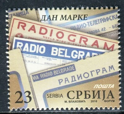 1324 SERBIA 2018 - Stamp Day - Radiogram - MNH Set - Image 1 of 2