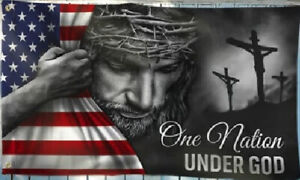 3X5 FT ONE NATION UNDER GOD PATRIOTIC USA JESUS CHRIST HUGE FLAG BANNER
