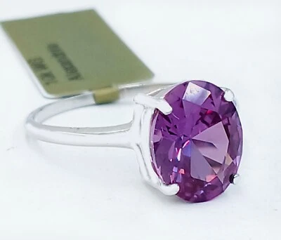 ЛАБОРАТОРНО СОЗДАННОЕ КОЛЬЦО ИЗ ЧИСТОГО БЕЛОГО ЗОЛОТА 10 КАРАТ С АЛЕКСАНДРИТОМ 3,89 карата AAA — сделано в США - Изображение 1 из 4