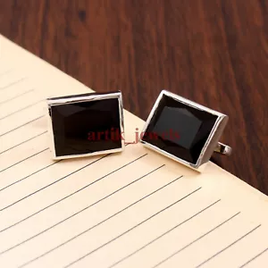 Gemelli In Onice Nero Naturale Con Argento Sterling 925 #5953 - Foto 1 di 4