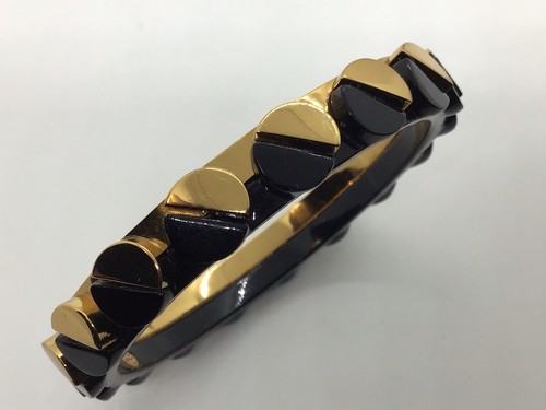 Braccialetto Tory Burch Bracciale Oro Nero Cerchio Mezzaluna