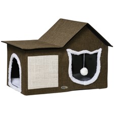 PawHut Casetta per Gatti max 5kg con Pallina da Gioco Cuscino e...