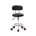 Height Adjustable Swivel Round Bar Salon Chair Rolling Black With Backrest Stool